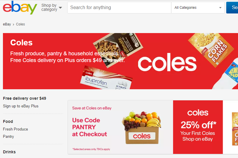 Coles now selling food on eBay Retailing